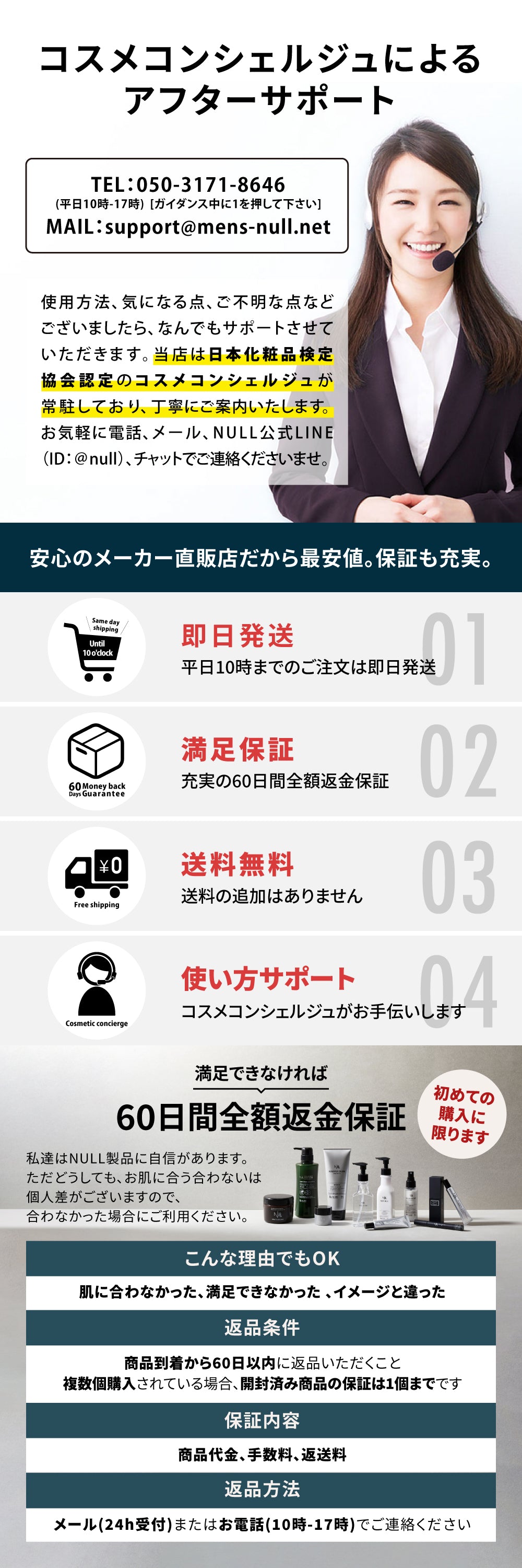 NULL公式の60日間全額返金保証の案内